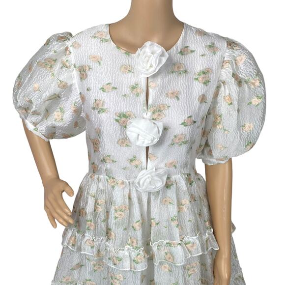 Floral White Midi Dress - Picture 7 of 14